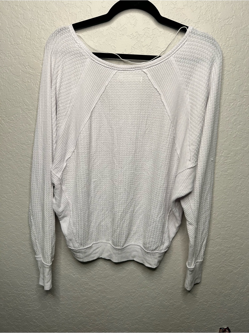We The Free Free People White Waffle Knit V-Neck Thermal Top extra small - Picture 4 of 6